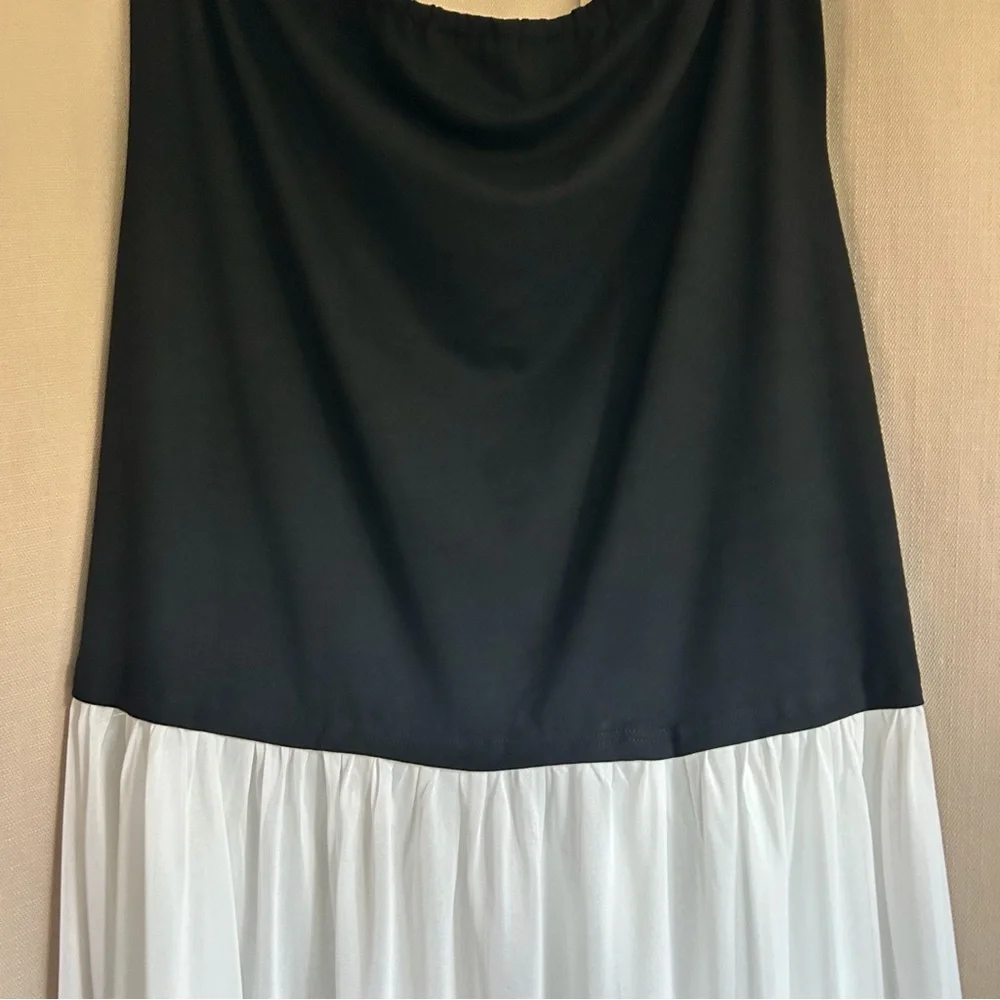 MICAS Black and White Strapless Colorblocked Maxi Dress - Picture 3 of 7
